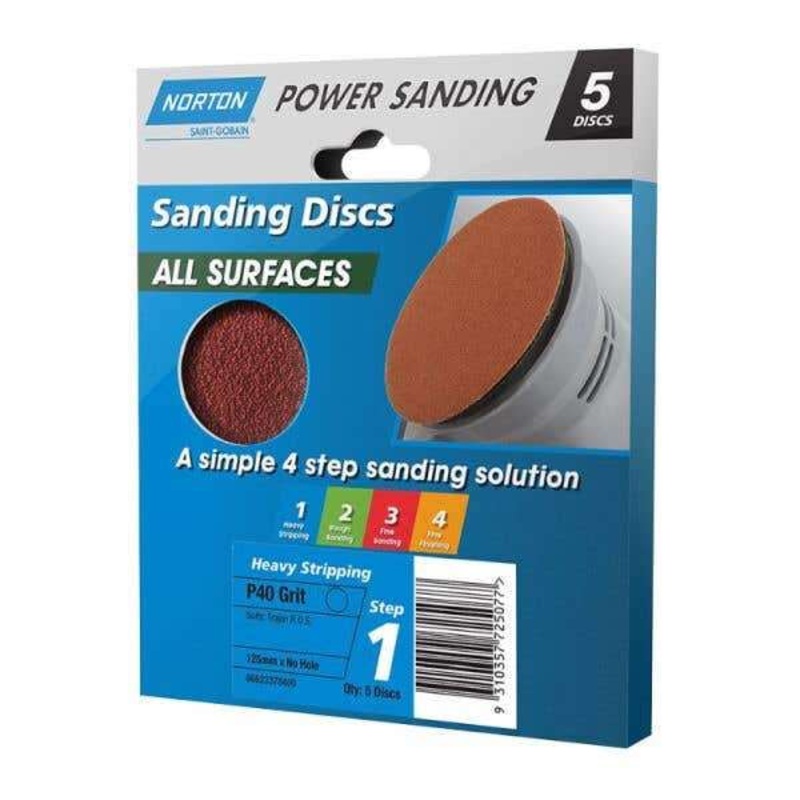 Norton Speedgrip Disc NH P40 Grit 125mm – 5 Pack
