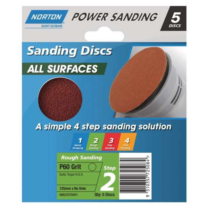 Norton Speedgrip Disc NH P60 Grit 125mm – 5 Pack