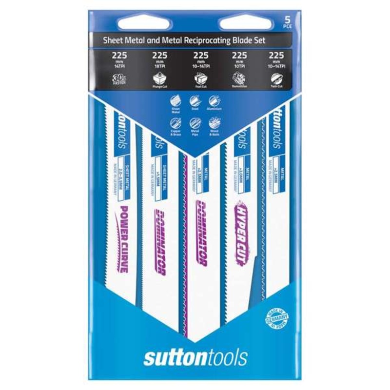 Sutton Tools Metal Reciprocating Blade Set – 5 Piece