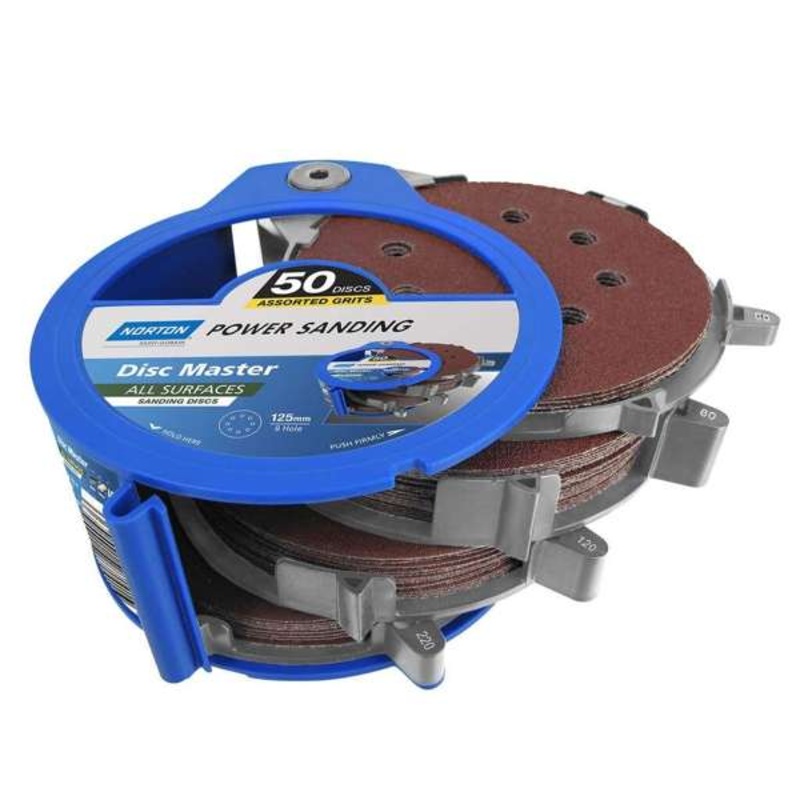 Norton Assorted Discs 8 Hole x 125mm – 50 Pack