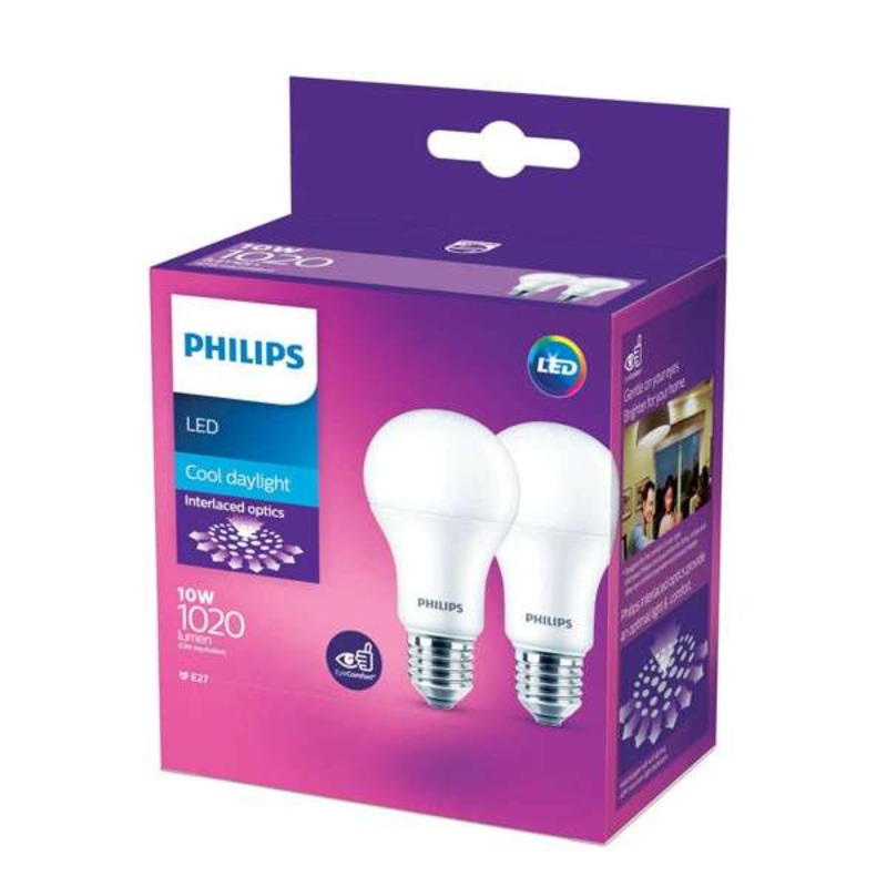 Philips LED Globe 10W ES Cool Daylight – 2 Pack