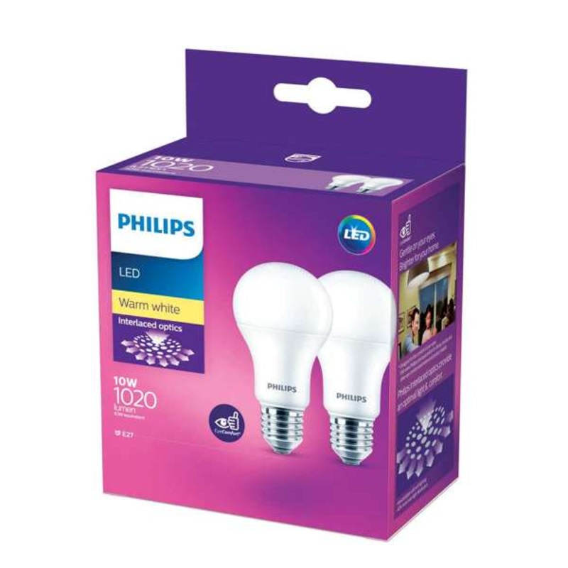 Philips LED Globe 10W ES Warm White – 2 Pack