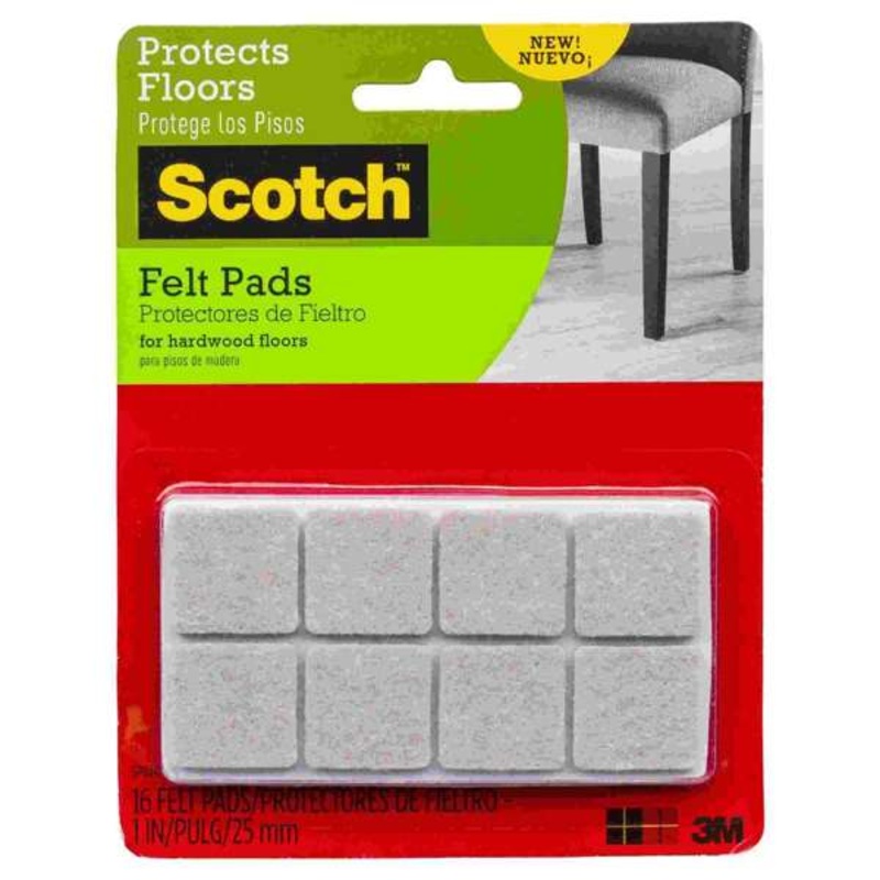 Scotch Square Felt Pads Beige 25mm – 16 Pack