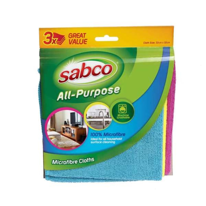 Sabco All Purpose Micro Fibre Cloths – 3 Pack
