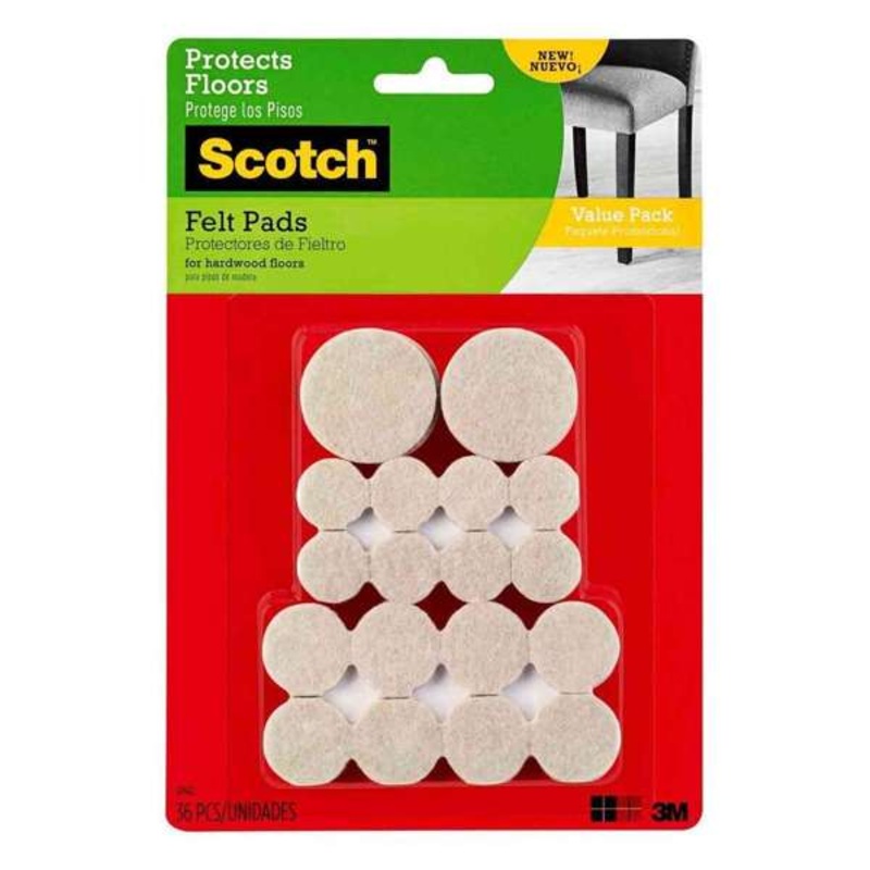 Scotch Circular Felt Pads Beige – 36 Pack