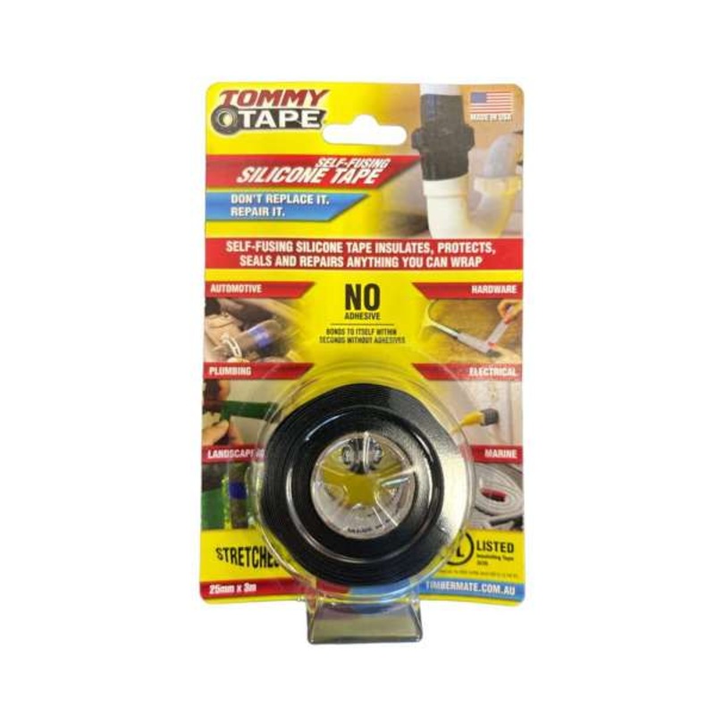 Tommy Tape Silicone Black 25mm x 3m