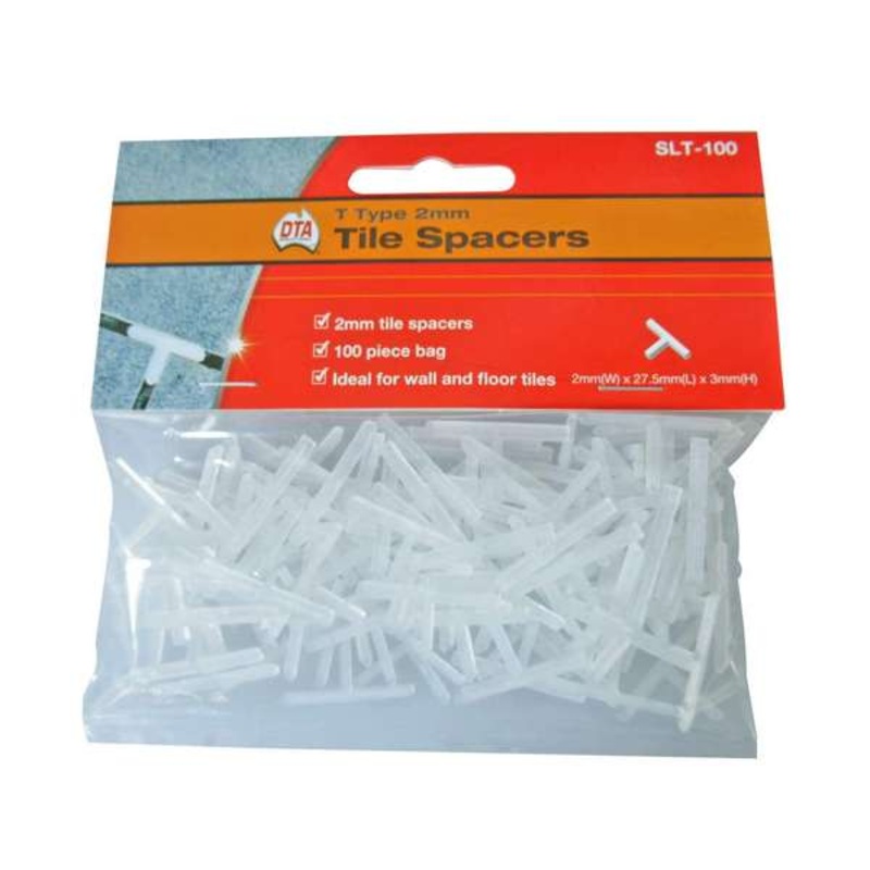 DTA T Type Tile Spacers 2mm – 100 Pack