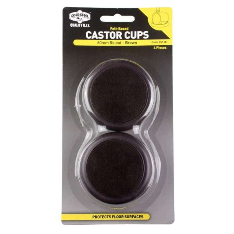 Cold Steel Castor Cups Felt Based Round 60mm – 4 Pack