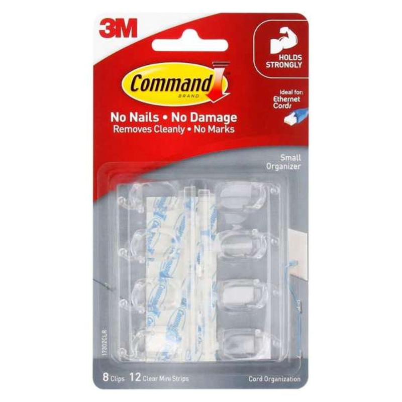 Command Cord Hooks Clear Small – 8 Pack
