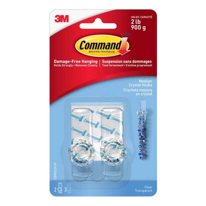 Command Crystal Knob Hook – 2 Pack