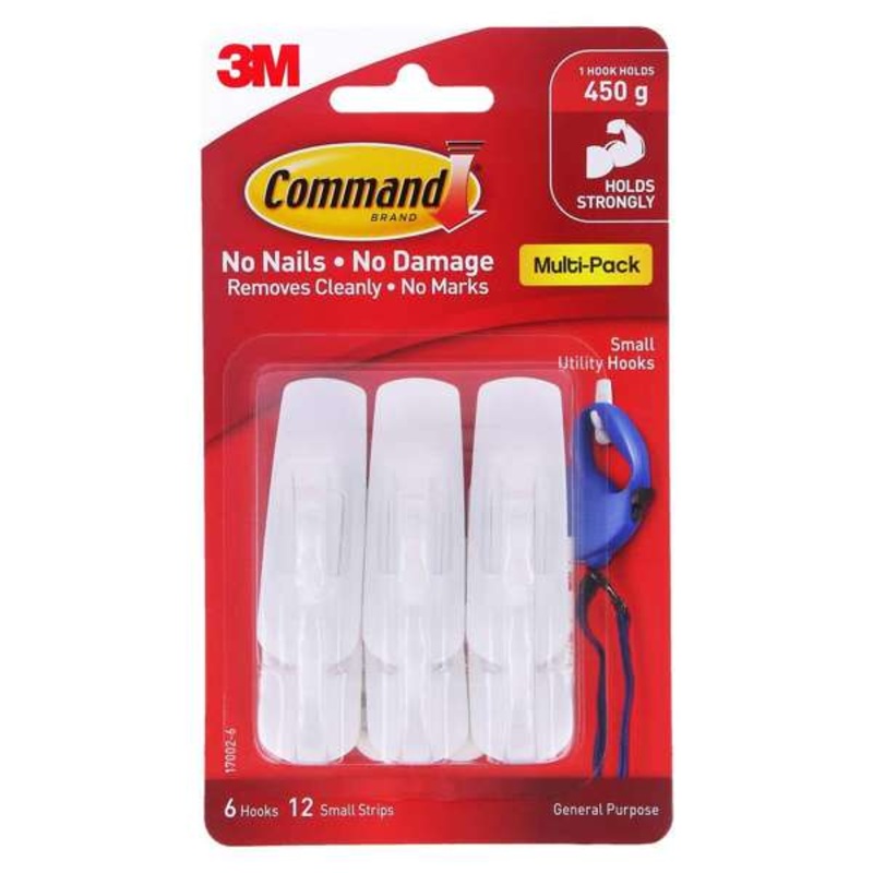 Command Hook Pack White Medium – 6 Pack