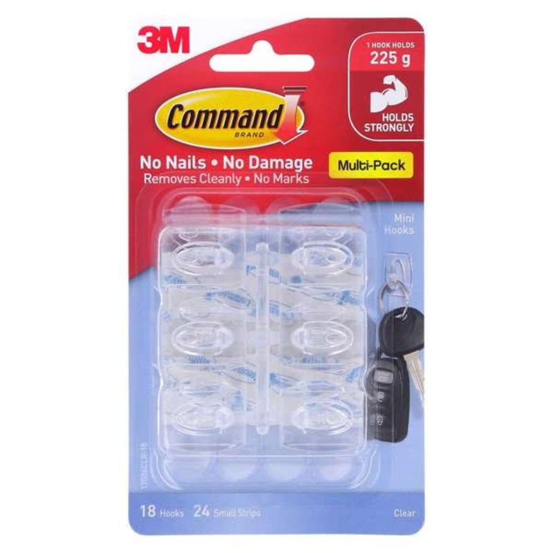 Command Mini Clear Hook – 18 Pack