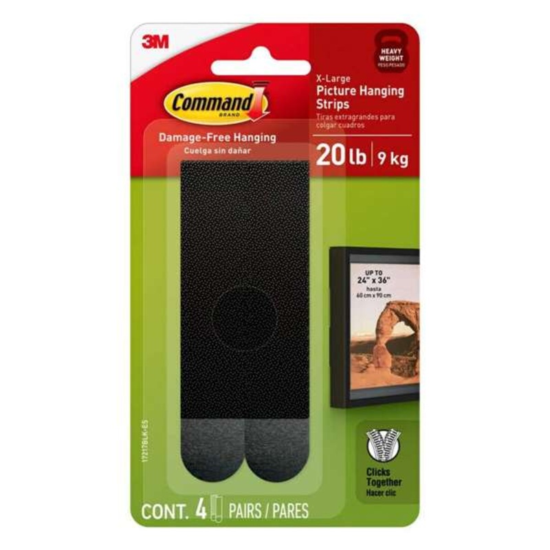 Command Picture Hanging Strips Black XL 9kg – 4 Pack