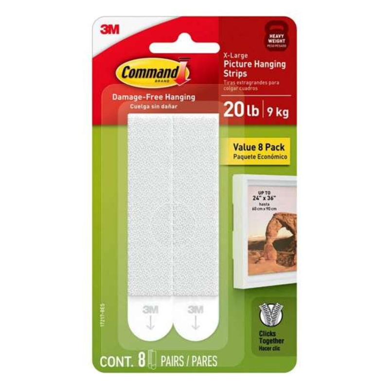 Command Picture Hanging Strips White XL 9kg – 8 Pack