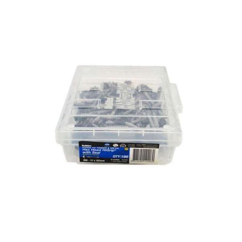 Buildex Hex Head HiGrip with Seal Woodland Grey M6 11 x 50mm – Box of 100