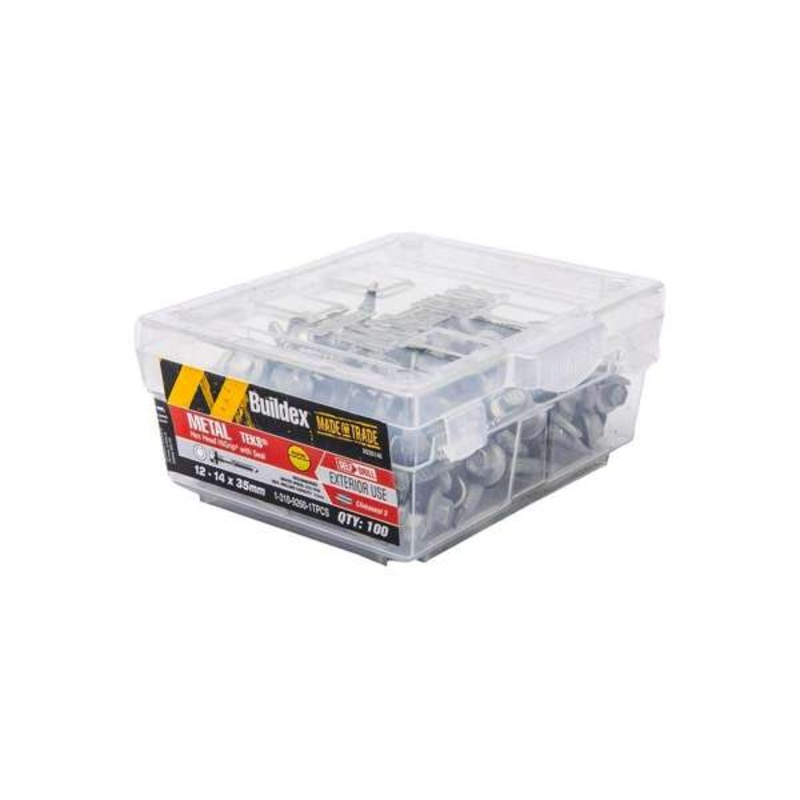 Buildex Metal Hex Head HiGrip with Seal 12-14 x 35mm – 100 Pack