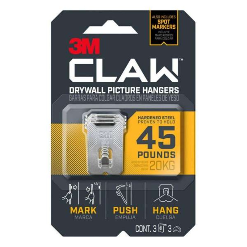 3M Claw Drywall Picture Hanger 20kg – 3 Pack