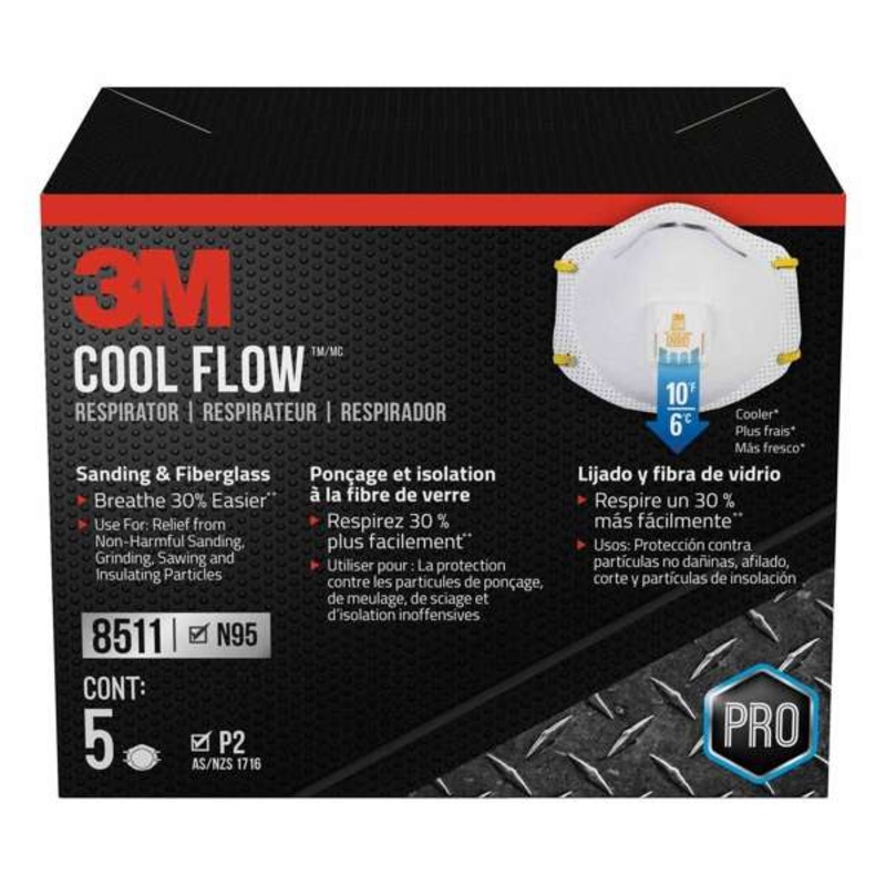 3M Cool Flow Sanding/Fiberglass Face Masks – 5 Pack