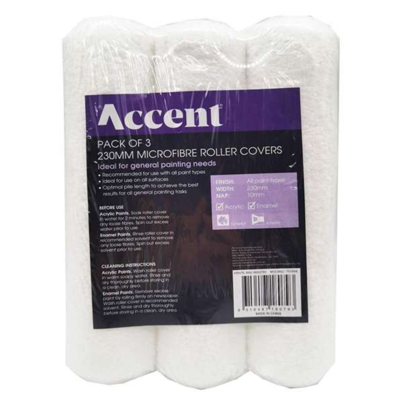 Accent Microfibre Roller Covers 230mm – 3 Pack