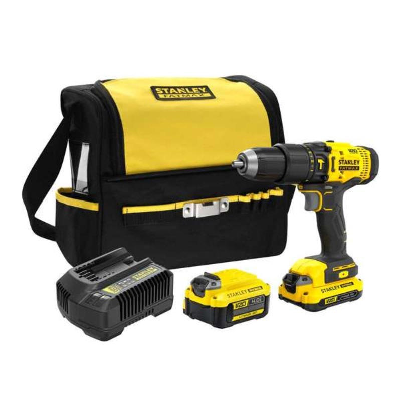 Stanley FatMax V20 18V Hammer Drill Kit 2.0Ah/4.0Ah SFMCD711Dm2- x E