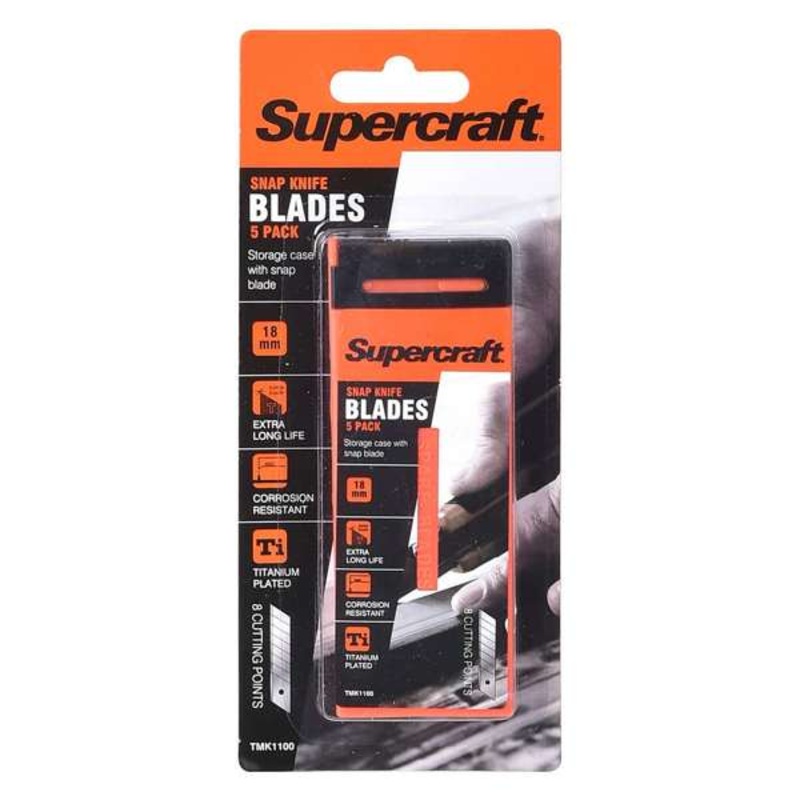 Supercraft Snap Knife Replacement Blades 18mm – 5 Pack