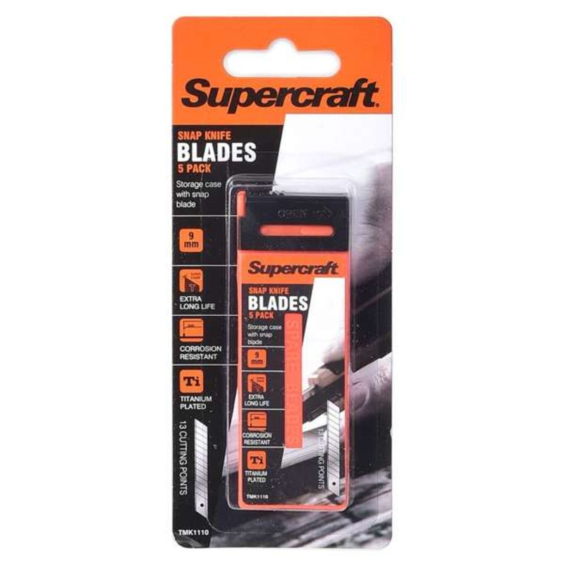 Supercraft Snap Knife Replacement Blades 9mm – 5 Pack