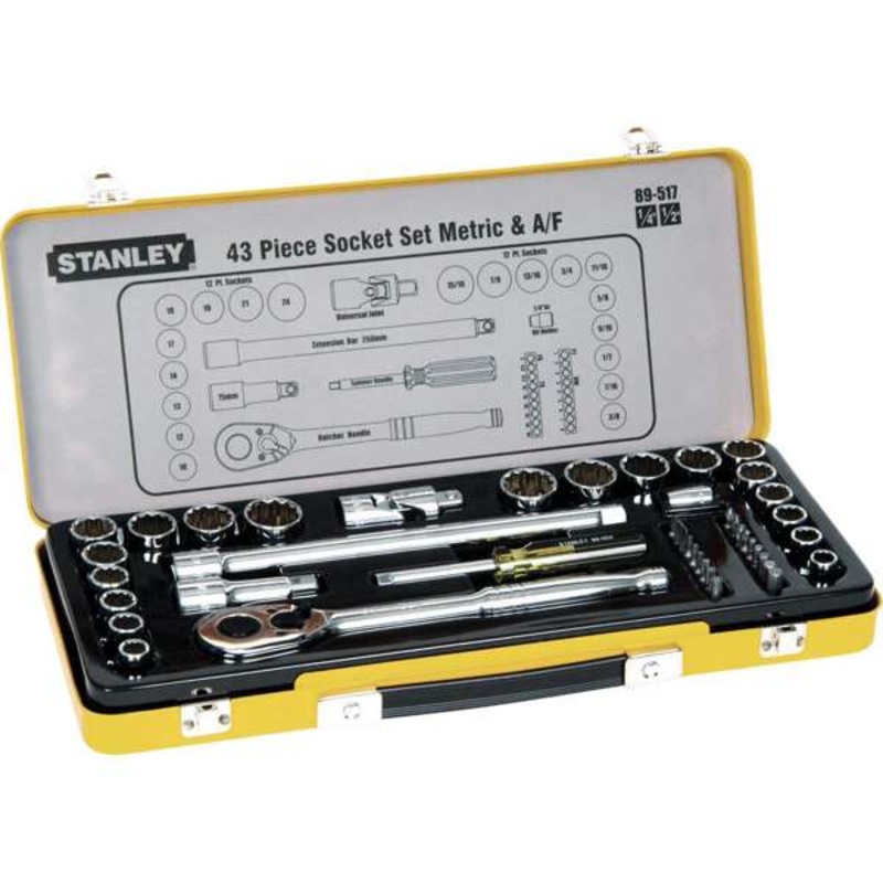 Stanley Drive Metric & A/F Socket 1/4 & 1/2 Set – 43 Piece