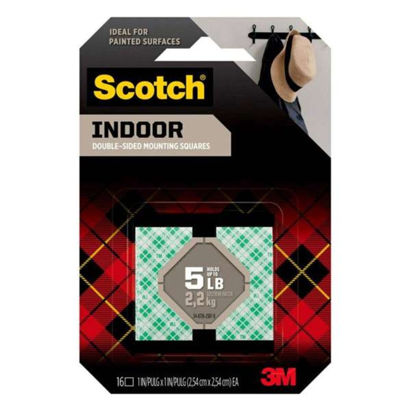 Scotch Indoor Mounting Squares 2.5 x 2.5cm – 16 Pack