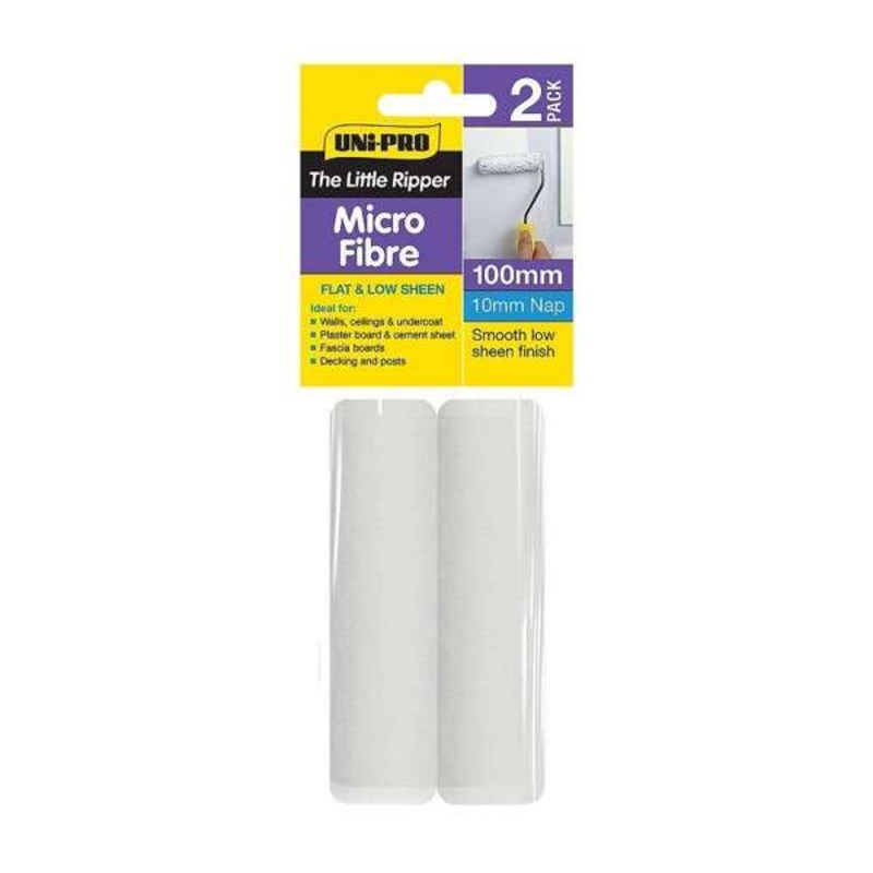 Uni-Pro Little Ripper Micro-Fibre Roller Cover 10mm Nap 100mm – 2 Pack