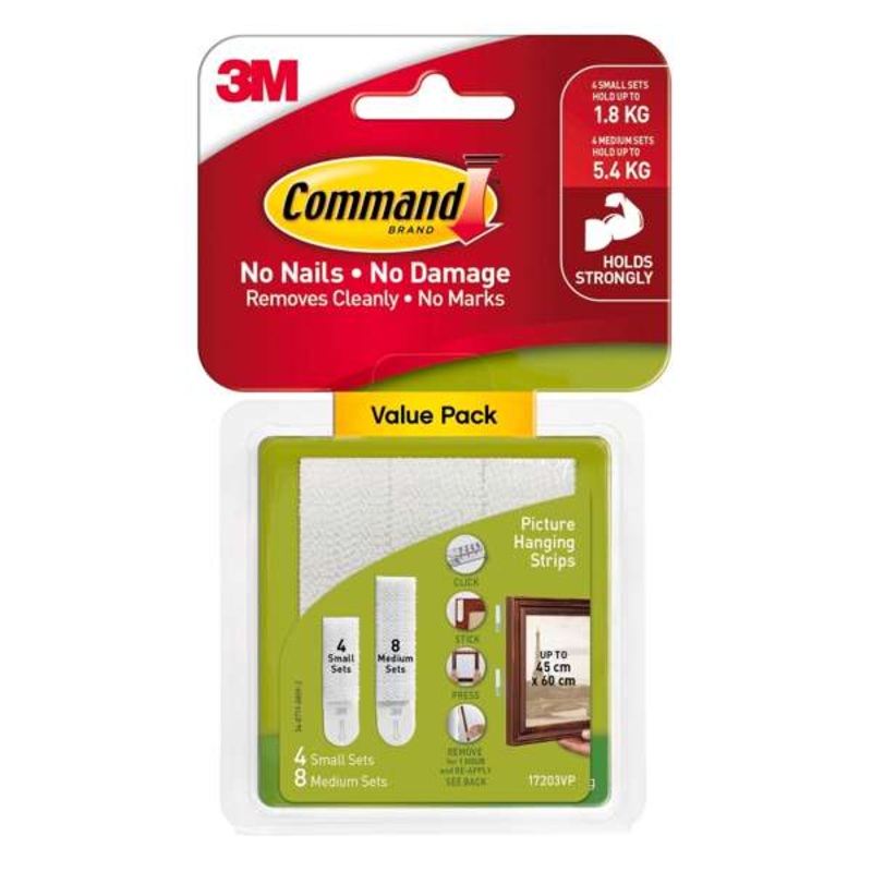 Command Picture Hanging Strips Small & Medium – 12 Pack