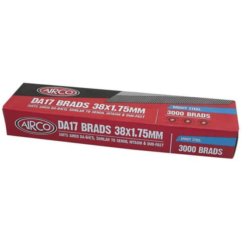 Airco DA17 Brad Nails 38mm Bright – Box of 3000