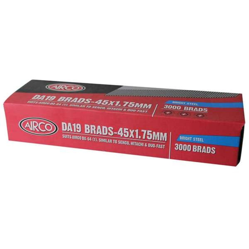 Airco DA19 Brad Nails 45mm Bright – Box of 3000