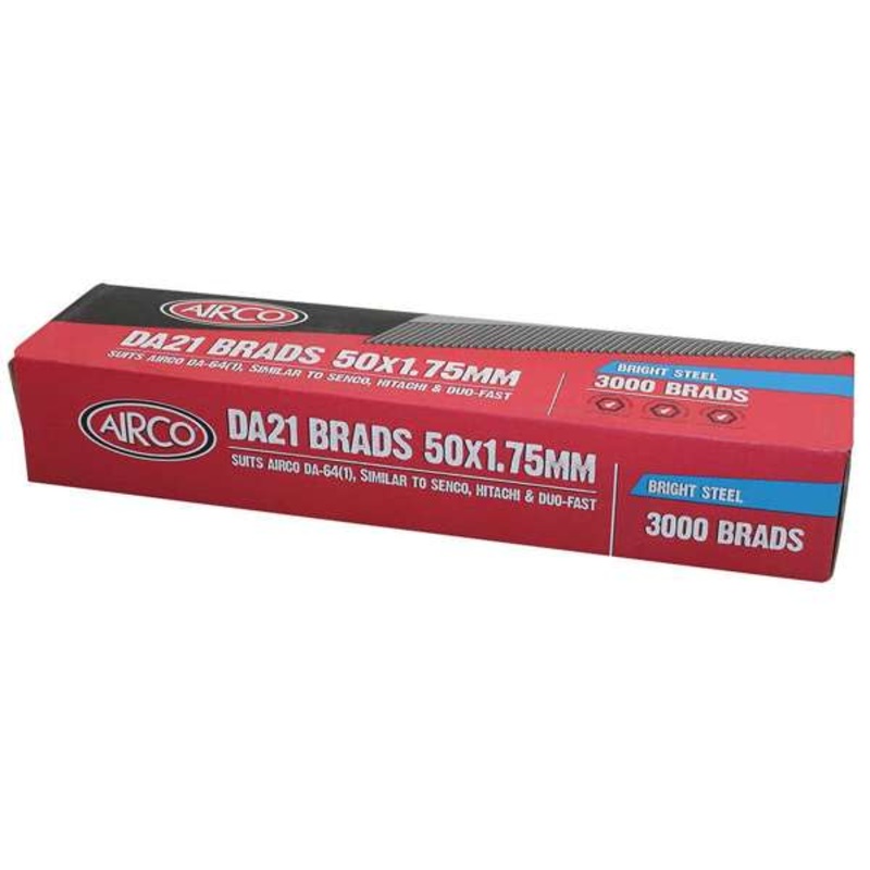 Airco DA21 Brad Nails 50mm Bright – Box of 3000