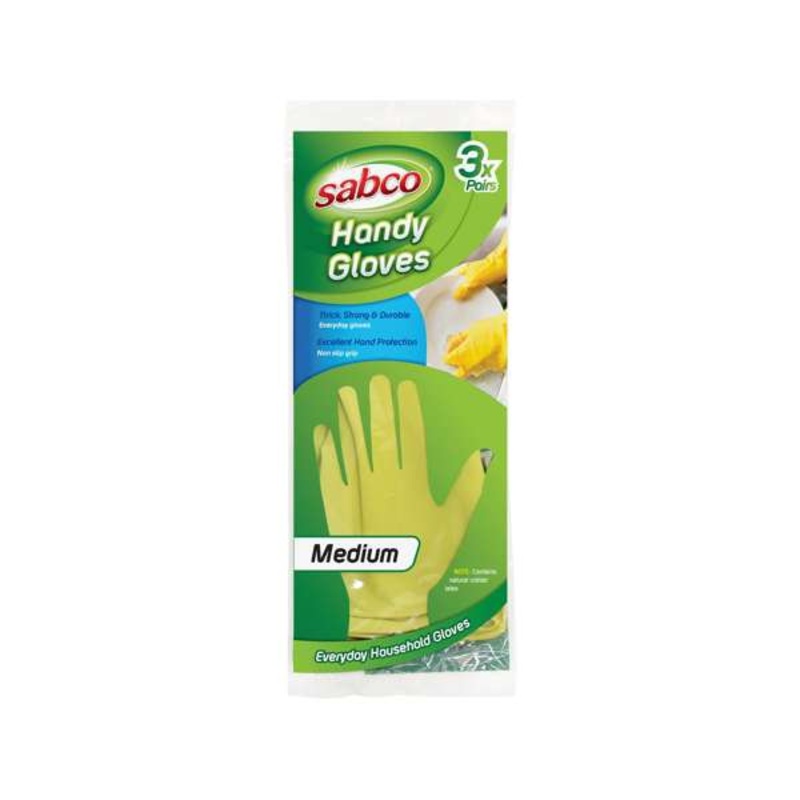 Sabco Medium Latex Handy Gloves – 3 Pairs