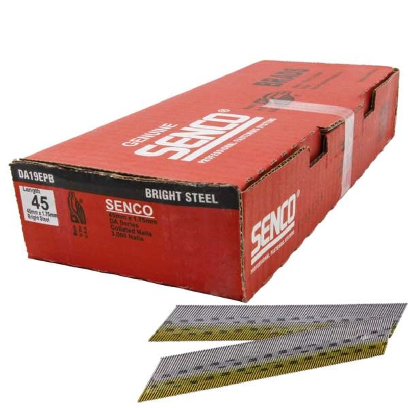 Senco 45mm x 1.75g Bright Collated DA Brad Nails – 3000 Pack