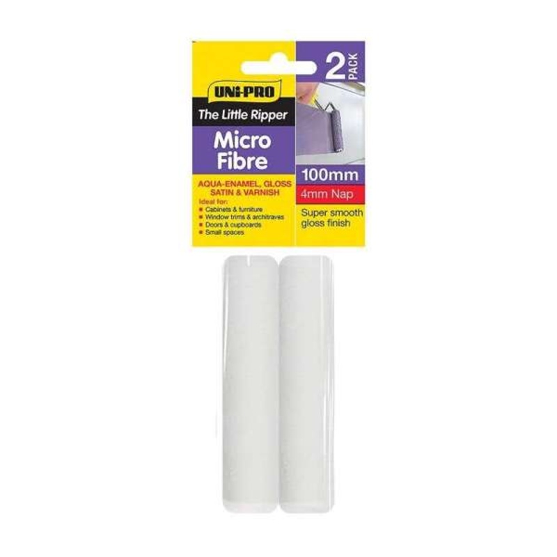 Uni-Pro Little Ripper Micro-Fibre Roller Cover 4mm Nap 100mm – 2 Pack