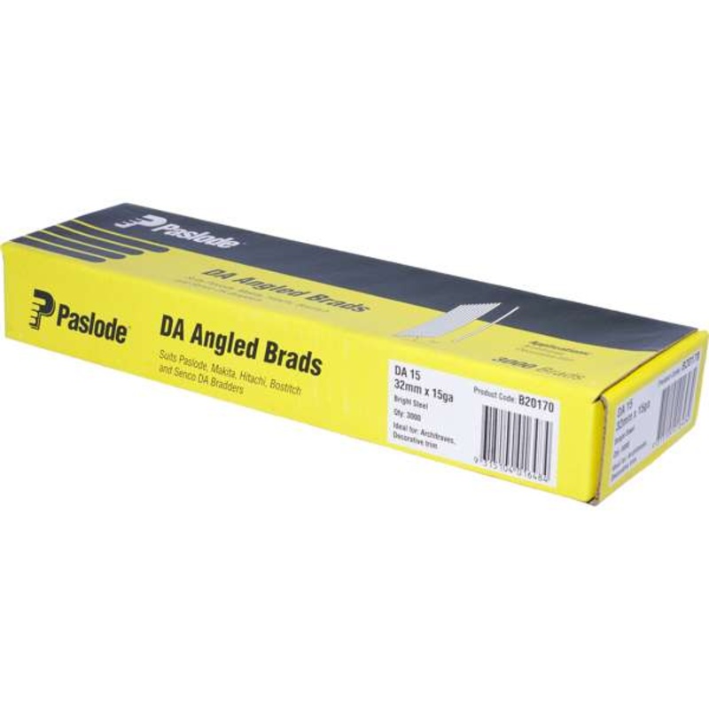 Paslode 32mm Bright DA Angle Brad Nails – 3000 Pack