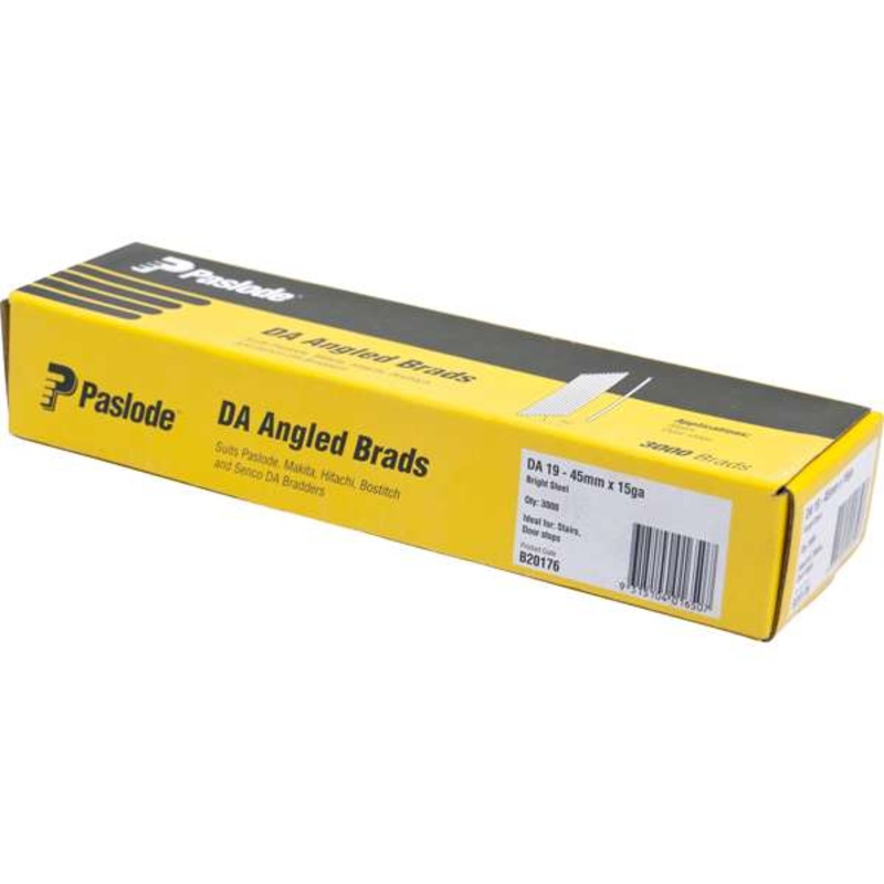 Paslode 45mm Bright DA Angle Brad Nails – 3000 Pack