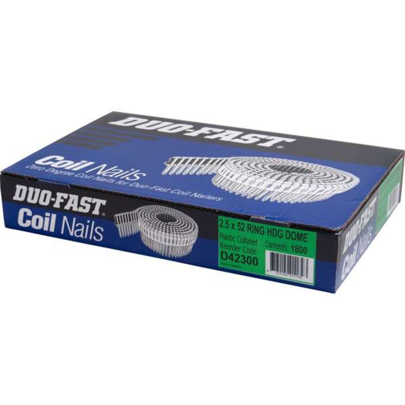 Paslode 52 x 2.5mm Duofast Dome Coil Collated Nails – 1800 Pack