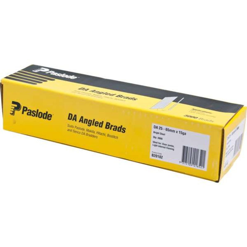 Paslode 65mm Bright DA Angle Brad Nails – 3000 Pack
