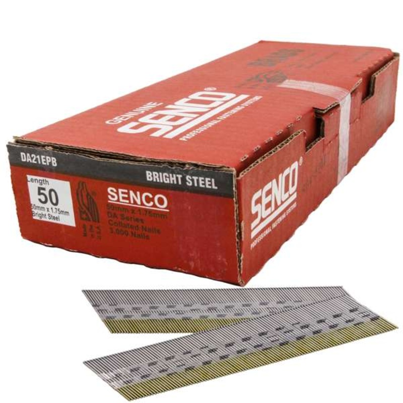 Senco 50mm x 1.75g Bright Collated DA Brad Nails – 3000 Pack