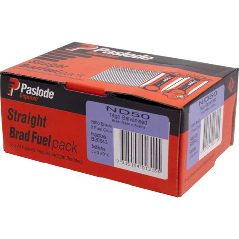 Paslode 45 x 2.0mm Zinc Plated ND Impulse Brad With Fuel – 2000 Pack