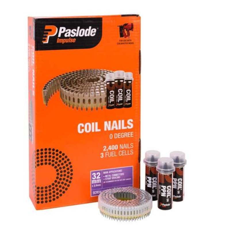 Paslode Impulse CoilMaster Nails 2.5 x 32mm – Box of 2400 + 3 Fuel Cells