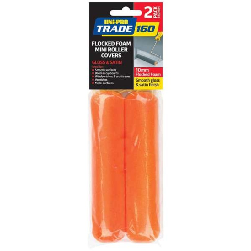 Uni-Pro Trade Flocked Foam Roller Cover 160mm with 10mm Nap – 2 Pack