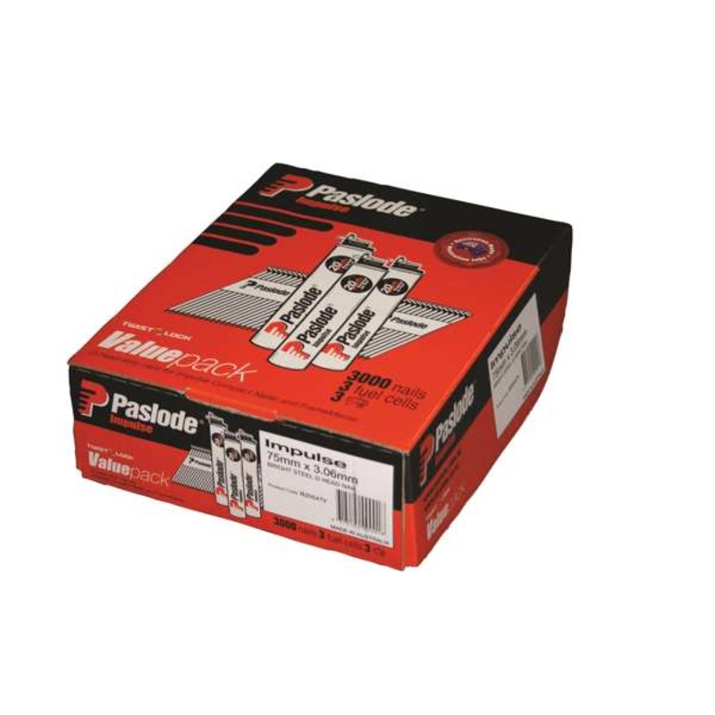 Paslode 82 x 3.15mm Bright Impulse D Head Nail with Fuel – 3000 Pack