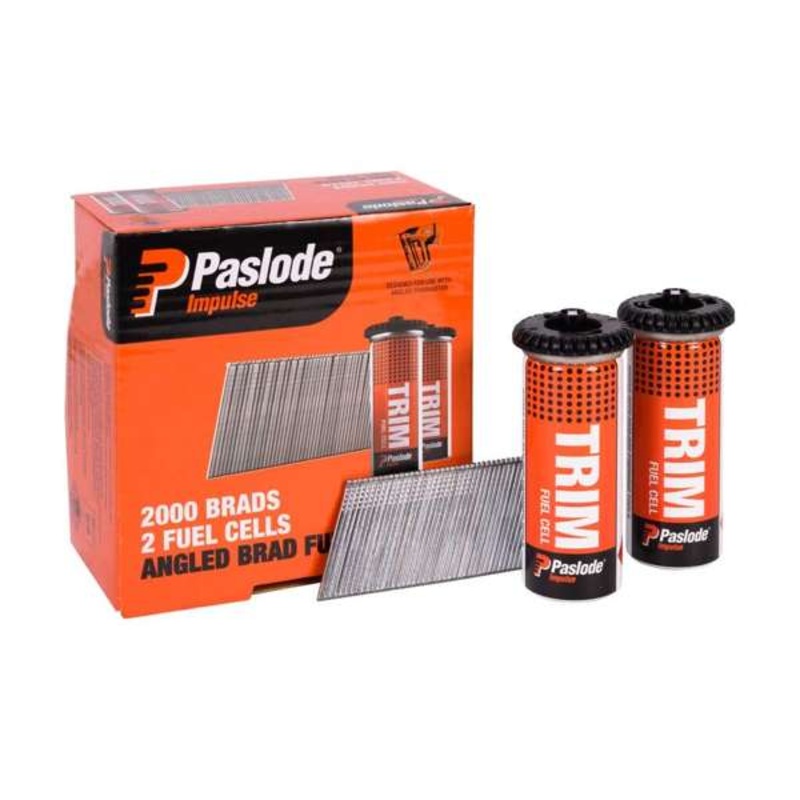 Paslode Impulse Angled Brad 38 x 1.6mm – Box of 2000 Brads + 2 Fuel Cells