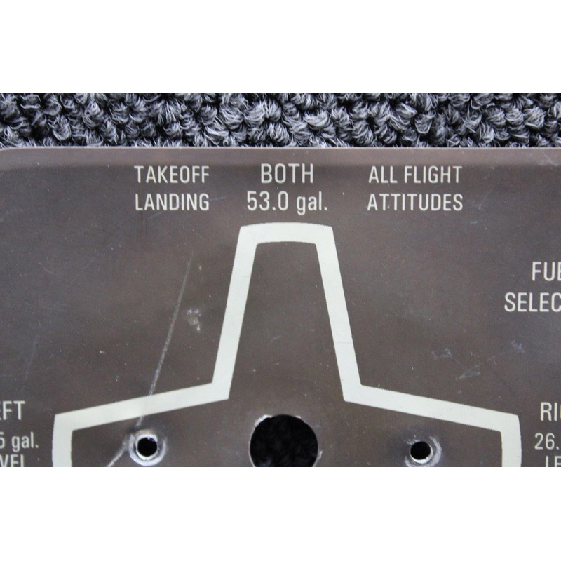 0505095-10 Cessna 172S Fuel Selector Placard (53 Gallon)