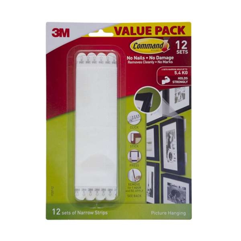 Command Picture Hanging Strip White Narrow – 4 Pack