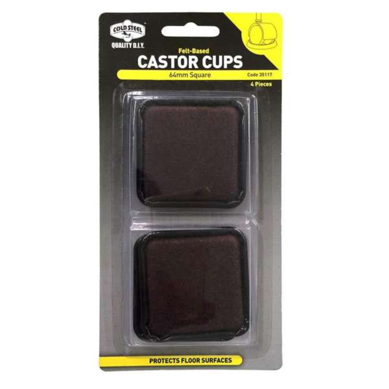 Cold Steel Castor Cups Felt Based Square 64mm – 4 Pack