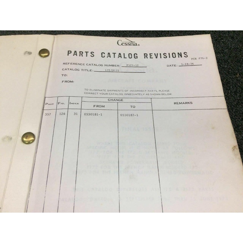 Model 172 Cessna & Skyhawk Parts Catalog (1962-1974) (OMA)
